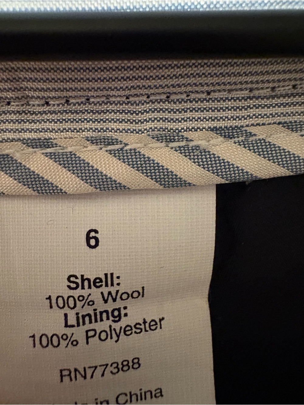 100% Wool Shell JCrew Navy Favorite Fit Pant - Picture 5 of 8